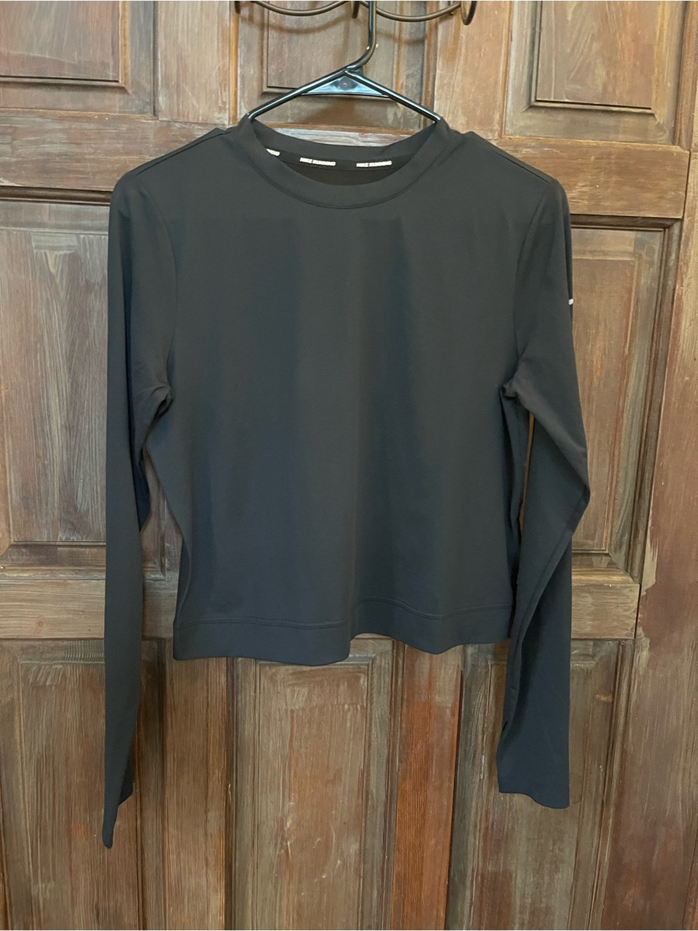 Nike Running Cropped Long-Sleeve Crewneck with Mesh Top - Black